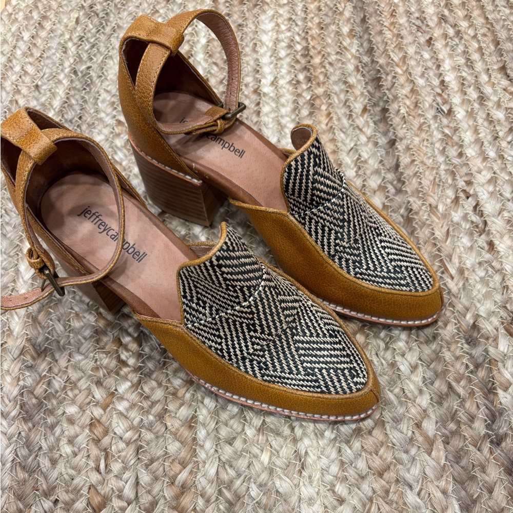 Jeffrey Campbell Camel and Black Patterned Heels
